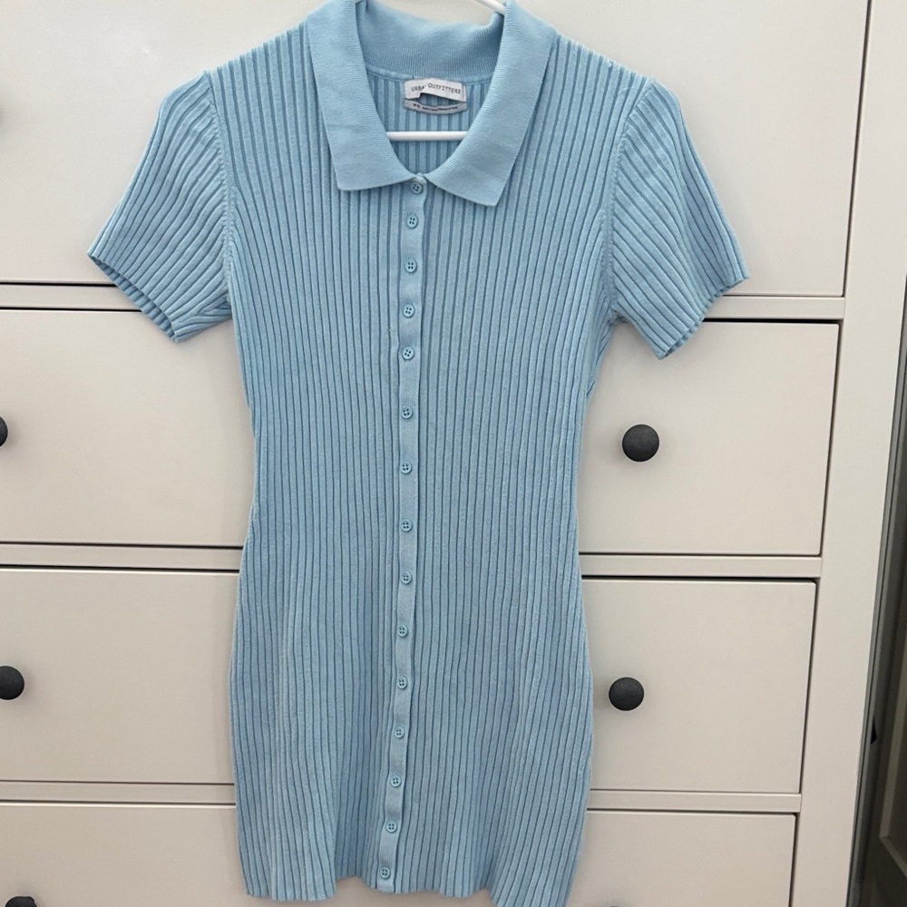 Urban Outfitters Sky Blue Ribbed Mini Dress